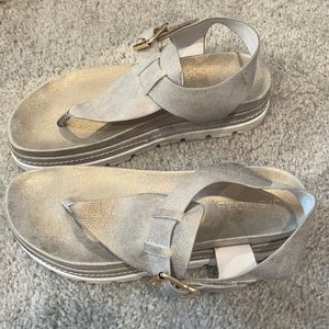 Silver J Slide sandals